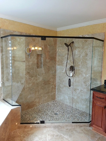 Marble Tile in a Corner Shower