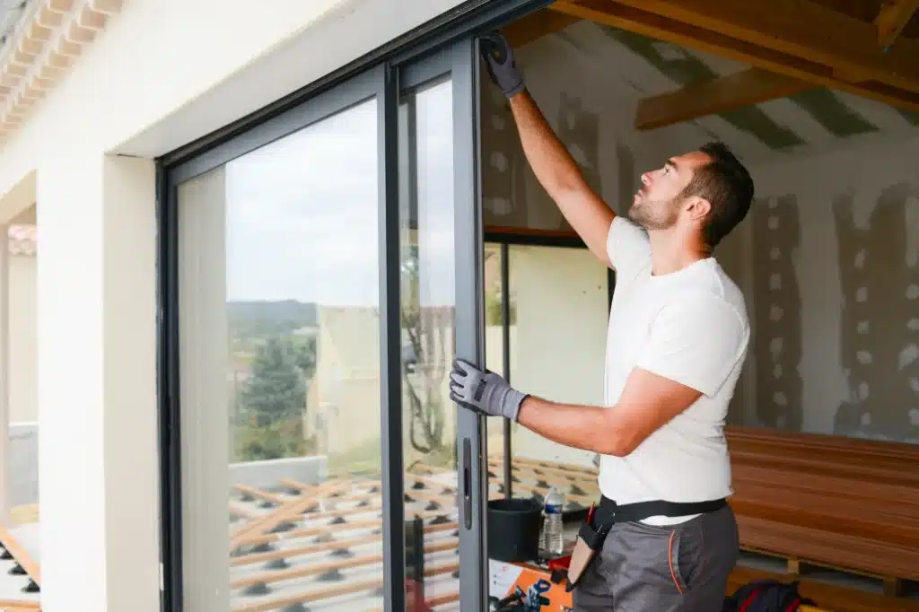 man-fixing-glass-door